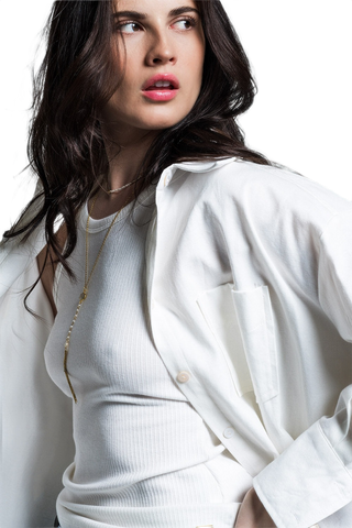 Boyfriend Cut Shirt With 3/4 Sleeve in White