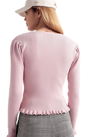 Jersey With Pearl Front in Pink