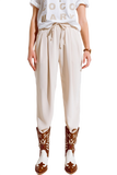 Pants in Beige With Front Pockets and Drawstring Closing