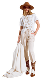 Pants in Beige With Front Pockets and Drawstring Closing