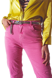 Pink Wrinkled Skinny Jeans