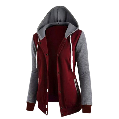 Winter Women Warm Buttons Open Long Sleeve Hoodies Sweatshirt Fashion Ladies Patchwork Casual Loose Tops Coat Jacket Outwear