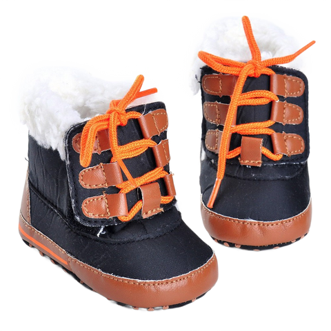 Winter Warm Toddler Baby Boy Girl Tie shoelaces Boots Soft Sole Boots Prewalker Warm Shoes Plus cashmere Non-slip shoes boots