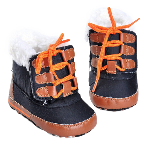 Winter Warm Toddler Baby Boy Girl Tie shoelaces Boots Soft Sole Boots Prewalker Warm Shoes Plus cashmere Non-slip shoes boots