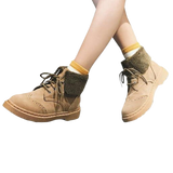 Women'z Lace-up Faux Fur  Worker Boots