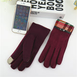 New Fashion Thickening Girls Warm Gloves Novelty Winter    Stitching design Outdoor Touch Screen Gloves 4 Colors - Offy'z6