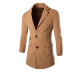 Winter Spring High Quality Fashion Woolen Men Coat Turn-down Collar Single-Button Solid Color Men's Coats - Offy'z6