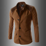 New Hot Drop shipping Man down Wholesale 2015 men's long Spring wool blend Tench coats long sleeves - Offy'z6