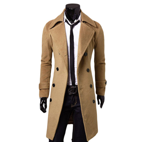 New Hot Drop shipping Plus Size XXXL Man down Wholesale 2015 men's long Spring wool blend Tench coats&jacket long sleeves