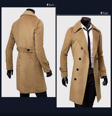 New Hot Drop shipping Plus Size XXXL Man down Wholesale 2015 men's long Spring wool blend Tench coats&jacket long sleeves