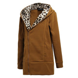 Leopard Hooded Zipper Ladies Outwear - Offy'z6