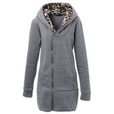 Leopard Hooded Zipper Ladies Outwear - Offy'z6
