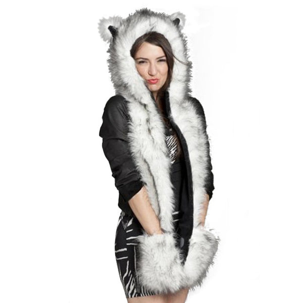 3 In 1  Faux Animal Fur Hat