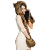 3 In 1  Faux Animal Fur Hat - Offy'z6