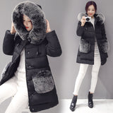 Women Faux Fox Fur Collar Coat 2017 Medium Length Woman - Offy'z6