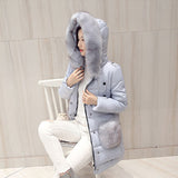 Women Faux Fox Fur Collar Coat 2017 Medium Length Woman - Offy'z6