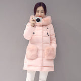Women Faux Fox Fur Collar Coat 2017 Medium Length Woman - Offy'z6