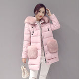 Women Faux Fox Fur Collar Coat 2017 Medium Length Woman - Offy'z6