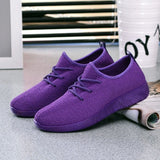 Women's Breathable Sneakers, Ladies Sport Air Mesh Shoes, Running Slip On, Black/White/Brown/Purple Walking Shoes, Women Flats - Offy'z6