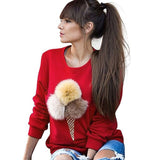 Winter Blouse Women Sweatshirt Kawaii Pompon Long Sleeve Causal Pullovers Plush Ball Blusas Streetwear sudaderas mujer #LSW - Offy'z6