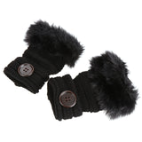 Women Winter Knitted Fingerless Wrist Hand Warmer Faux Fur Gloves Mittens 4 Color - Offy'z6