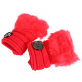Women Winter Knitted Fingerless Wrist Hand Warmer Faux Fur Gloves Mittens 4 Color - Offy'z6