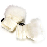 Women Winter Knitted Fingerless Wrist Hand Warmer Faux Fur Gloves Mittens 4 Color - Offy'z6