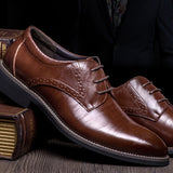 Genuine Leather Brogues Shoes Lace-Up Oxfordz - Offy'z6