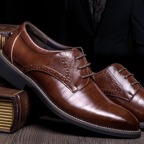 Genuine Leather Brogues Shoes Lace-Up Oxfordz