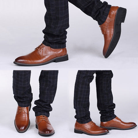 Genuine Leather Brogues Shoes Lace-Up Oxfordz