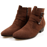 Women's  Pointed Toe Leather Suede  Boots - Offy'z6