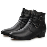 Women's  Pointed Toe Leather Suede  Boots - Offy'z6