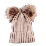 Women Fashion Keep Warm Winter Hats Knitted Wool Hemming Winter Hats For Girls Adjustable pompon mink hats - Offy'z6