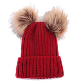 Women Fashion Keep Warm Winter Hats Knitted Wool Hemming Winter Hats For Girls Adjustable pompon mink hats - Offy'z6