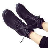 Oxford Button Round Toe Ankle Boots - Offy'z6