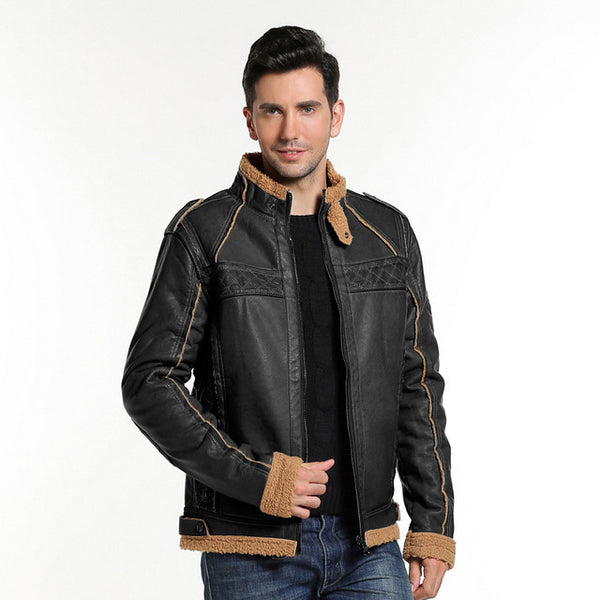 Windproof Thick Men's Leather Jacket