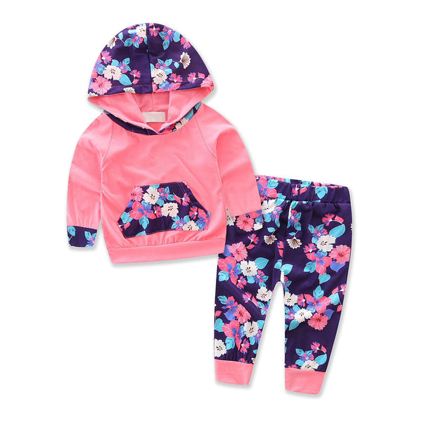 Splice Hoodie Tops + Pants Infant Outfit