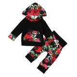 Floral Hoodie Tops + Pants baby Outfits - Offy'z6
