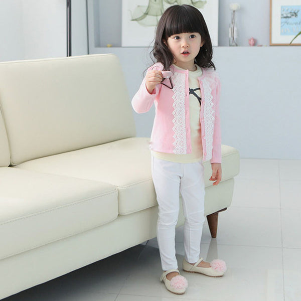 Lace Long Sleeve Pink girls Coat