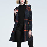 Plaid Hooded Trench Coat Jacket Vinatge - Offy'z6