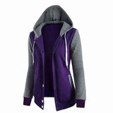 Winter Women Warm Buttons Open Long Sleeve Hoodies Sweatshirt Fashion Ladies Patchwork Casual Loose Tops Coat Jacket Outwear - Offy'z6