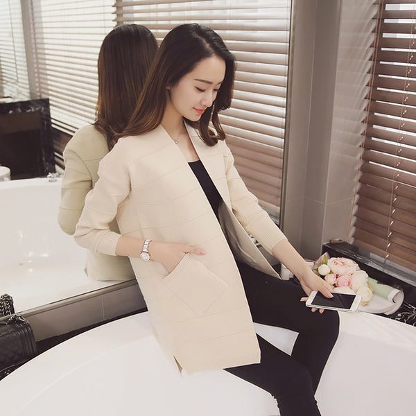 New Women Long Sleeve Sweater Knitted Wool Cardigans Fashion Loose Sweater Outwear Plus Size Jacket Coat