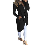 Women Autumn Long Coat Jacket Fashion Slim Solid Asymmetric Casual OL Waterfall Lapel Neck Long Sleeve Open Front Cardigan 2017 - Offy'z6