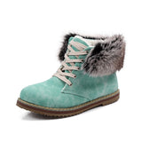 Fur boots lace up round toe - Offy'z6
