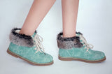 Fur boots lace up round toe - Offy'z6