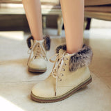 Fur boots lace up round toe - Offy'z6