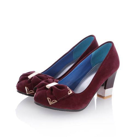 Round toe high-heeled pumps