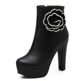 Flower styled Mid Calf Heel Zipper wear - Offy'z6