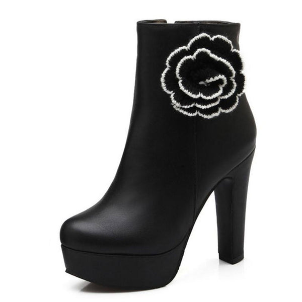 Flower styled Mid Calf Heel Zipper wear