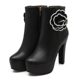 Flower styled Mid Calf Heel Zipper wear - Offy'z6
